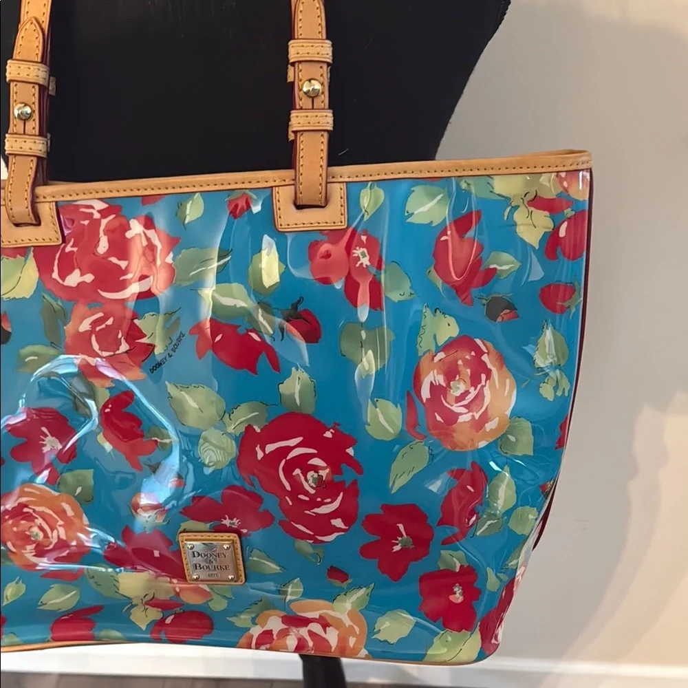 Dooney & Bourke Floral Tote Bag with Tan Straps - Picture 4 of 13
